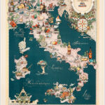 Carpano Punt e Mes vermuth, Torino - carta enogastronomica dell'Italia / 69,5 x 101,4 cm