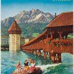Lucerna - Luzern - Lucerne, Kapellbrücke / Boesch motor boat